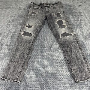 American Eagle Outfitters Men's Distressed Skinny Jeans in Black/Gray